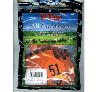 ALL-AMERICAN® 2-PIECE 3-STAR COW & CALF EAR TAGS ORANGE MEDIUM #51-75