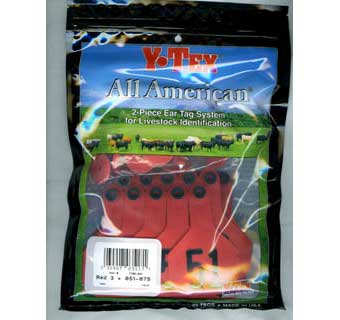 ALL-AMERICAN® 2-PIECE 3-STAR COW & CALF EAR TAGS RED MEDIUM #51-75