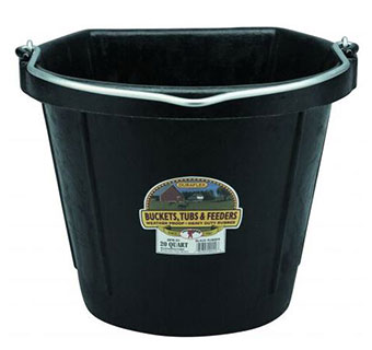 FLAT BACK RUBBER BUCKET - BLACK - 20 QUART - EACH