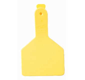 ONE-PIECE LONG NECK CALF EAR TAGS BLANK YELLOW 25 COUNT