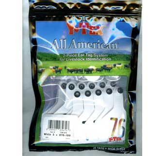 ALL-AMERICAN® 2-PIECE 3-STAR COW & CALF EAR TAGS WHITE MEDIUM #76-100