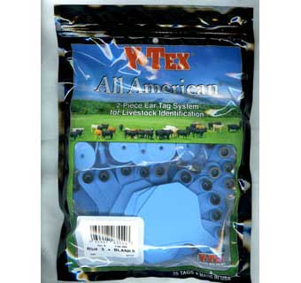 ALL-AMERICAN® 2-PIECE 3-STAR COW & CALF EAR TAGS BLUE MEDIUM BLANK 25 COUNT