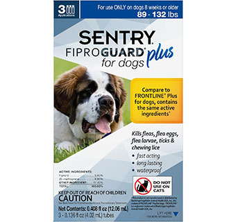 SENTRY® FIPROGUARD® PLUS K9 FLEA AND TICK SQUEEZE-ON LIQUID 89-132 LB 3/PKG