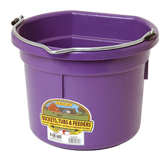 FLAT BACK PLASTIC BUCKET - PURPLE - 8 QUART - EACH