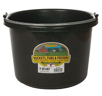 PLASTIC BUCKET - 8 QUART - BLACK - EACH