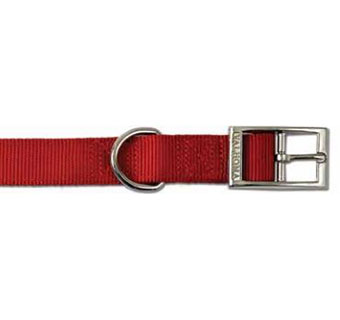 DOUBLE LAYER DOG COLLAR - 1IN X 16IN - RED - EACH