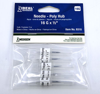 IDEAL® DISP POLY HUB NEEDLE HARD RETAIL PACKED 20 GA 1 IN L 5/PKG