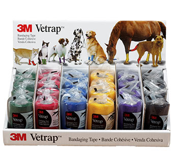 3M™ VETRAP™ BANDAGING TAPE ASSORTED COLOR DISPLAY 4 IN X 5 YD 24/PKG