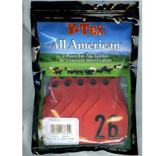 ALL-AMERICAN® 2-PIECE 4-STAR COW/CALF EAR TAGS HOT STAMPED RED LRG #26-50