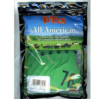 ALL-AMERICAN® 2-PIECE 4-STAR COW/CALF EAR TAGS HOT STAMPED GREEN LRG 76-100