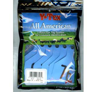 ALL-AMERICAN® 2-PIECE 4-STAR COW/CALF EAR TAGS HOT STAMPED BLUE LRG #76-100