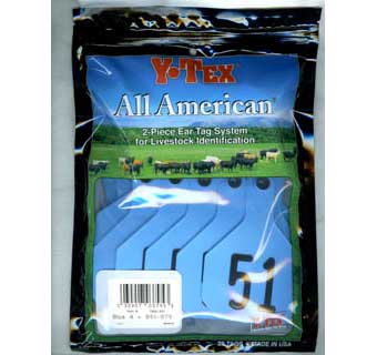 ALL-AMERICAN® 2-PIECE 4-STAR COW/CALF EAR TAGS HOT STAMPED BLUE LRG #51-75
