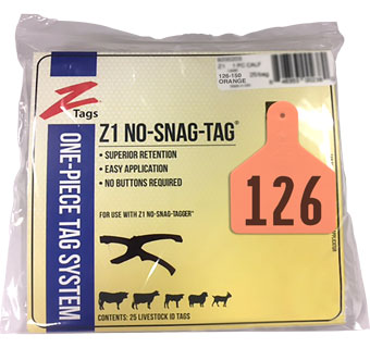 CALF 1 PIECE PRE-NUMBERED TAG HOT STAMP PRINT ORANGE 126-150