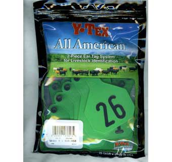 ALL-AMERICAN® 2-PIECE 4-STAR COW/CALF EAR TAGS HOT STAMPED GREEN LRG #26-50