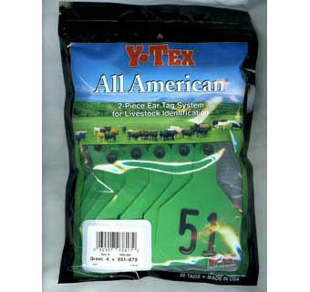 ALL-AMERICAN® 2-PIECE 4-STAR COW/CALF EAR TAGS HOT STAMPED GREEN LRG #51-75