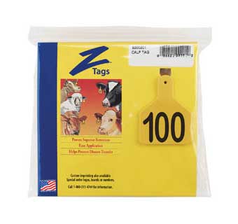 CALF 1 PIECE PRE-NUMBERED TAG HOT STAMP PRINT YELLOW 76-100