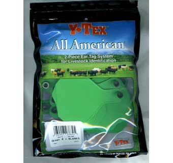 ALL-AMERICAN® 2-PIECE 4-STAR COW & CALF EAR TAGS GREEN LARGE BLANK 25 COUNT
