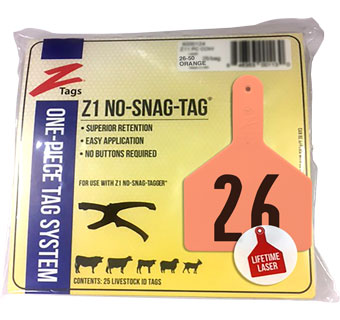 COW 1 PIECE PRE-NUMBERED LASER PRINT ORANGE 26-50