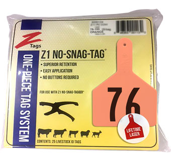 COW 1 PIECE PRE-NUMBERED LASER PRINT ORANGE 76-100