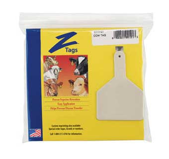 ONE-PIECE COW EAR TAGS BLANK WHITE 25 COUNT