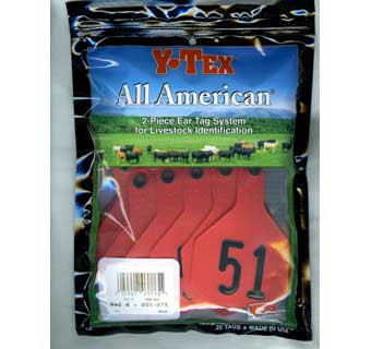 ALL-AMERICAN® 2-PIECE 4-STAR COW/CALF EAR TAGS HOT STAMPED RED LRG #51-75