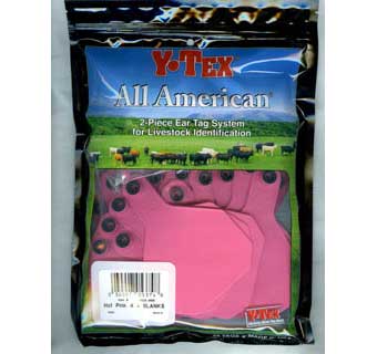 ALL-AMERICAN® 2-PIECE 4-STAR COW CALF EAR TAGS HOT PINK LARGE BLANK 25 COUNT