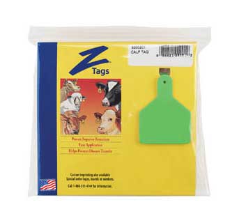 ONE-PIECE CALF EAR TAGS BLANK GREEN 25 COUNT