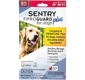 SENTRY® FIPROGUARD® PLUS K9 FLEA AND TICK SQUEEZE-ON LIQUID 45-88 LB 3/PKG