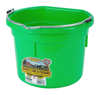 FLAT BACK PLASTIC BUCKET - LIME GREEN - 8 QUART - EACH