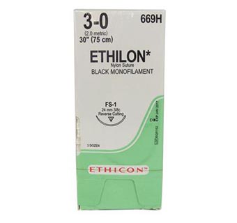 ETHICON™ ETHILON® MONOFILAMENT NYLON SUTURE 3/0 669H 30 IN (FS-1) 36/PKG