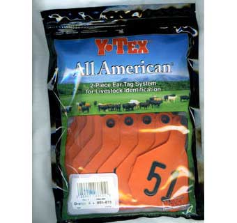 ALL-AMERICAN® 2-PIECE 4-STAR COW/CALF EAR TAGS HOT STAMPED ORANGE LRG 51-75