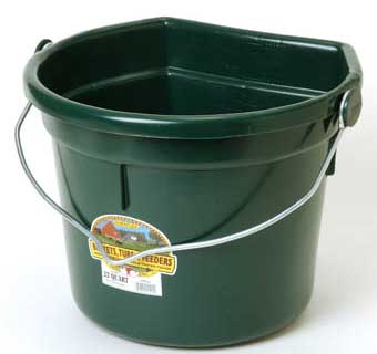 FLAT BACK PLASTIC BUCKET W/KNOB BAIL 22 QUART GREEN 1/PKG