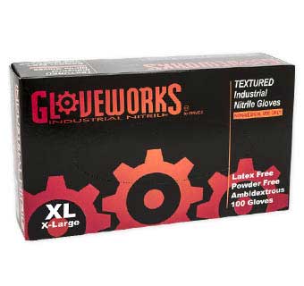 GLOVEWORKS NITRILE POWDER FREE GLOVES EXTRA LARGE 100 COUNT