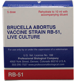 BRUCELLA ABORTUS VACCINE (RB-51) 10 ML (5 DOSES)