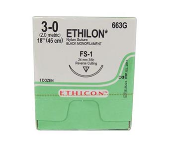 ETHICON™ ETHILON® MONOFILAMENT NYLON SUTURE 3/0 663G 18 IN (FS-1) 12/PKG