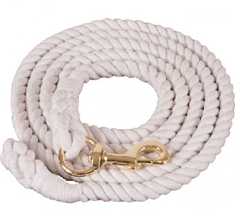 EQUI-SKY COTTON LEAD WITH BRS PLT BOLT SNAP 3/4 IN X 10 FT WHITE