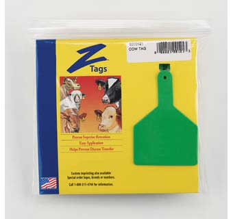 ONE-PIECE COW EAR TAGS BLANK GREEN 25 COUNT