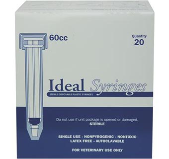 IDEAL® DISPOSABLE SYRINGES 60 CC LUER LOCK HARD PACKED 20/PKG