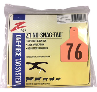 CALF 1 PIECE PRE-NUMBERED TAG HOT STAMP PRINT ORANGE 76-100
