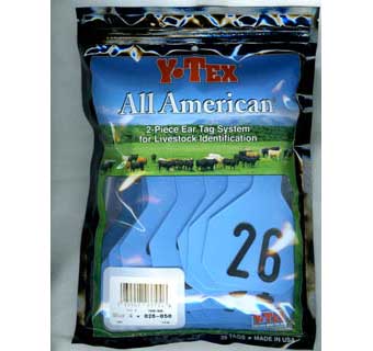 ALL-AMERICAN® 2-PIECE 4-STAR COW/CALF EAR TAGS HOT STAMPED BLUE LRG #26-50