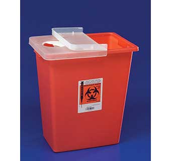 SHARPSAFETY™ LARGE VOLUME SHARPS CONTAINERS WITH HINGED LID  8 GALLON