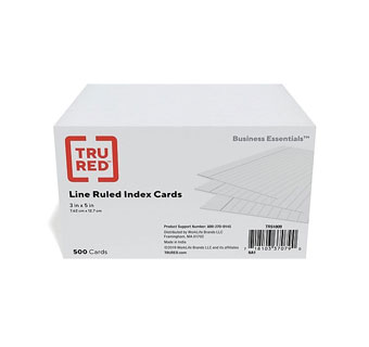 TRU RED™ TR51009 LINED INDEX CARD 5 IN W X 3 IN D WHITE 500/PKG