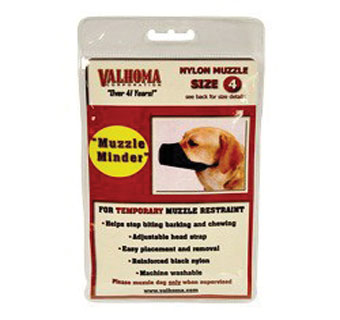 DOG MUZZLE MINDER BLACK NYLON 50 - 80 LB SIZE 4 8-1/2 IN W