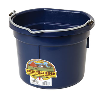 FLAT BACK PLASTIC BUCKET - NAVY - 8 QUART - EACH