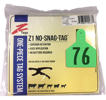 CALF 1 PIECE PRE-NUMBERED TAG HOT STAMP PRINT GREEN 76-100