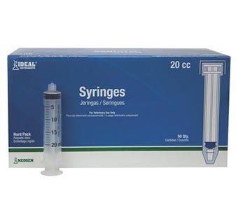 IDEAL® DISPOSABLE SYRINGES 20 CC LUER LOCK HARD PACKED 50/PKG