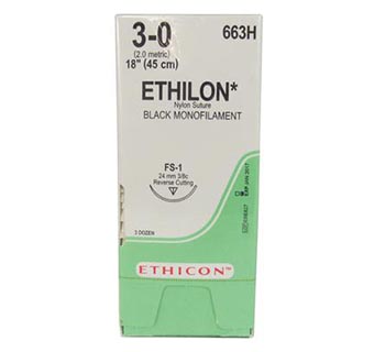 ETHICON™ ETHILON® MONOFILAMENT NYLON SUTURE 3/0 663H 18 IN (FS-1) 36/PKG
