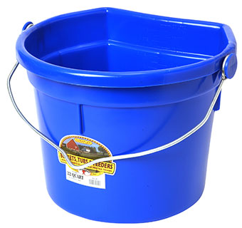 FLAT BACK PLASTIC BUCKET WITH KNOB BAIL - BLUE - 22 QUART