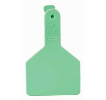 ONE-PIECE LONG NECK CALF EAR TAGS BLANK GREEN 25 COUNT