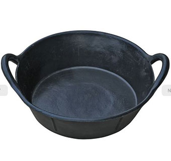 RUBBER PAN WITH HANDLES - BLACK - 3 GALLON - EACH